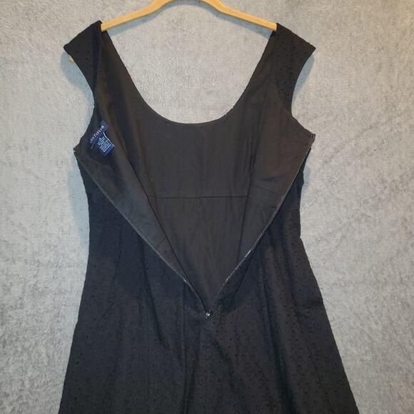 Ann Taylor Black Eyelet Dress Size 8 Vintage Bow Detail Sleeveless Lined - Picture 5 of 10